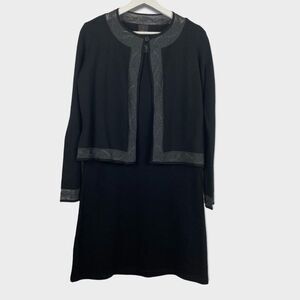 Jeselle Black and Silvery Dress with Cardigan Medium Large Vintage
